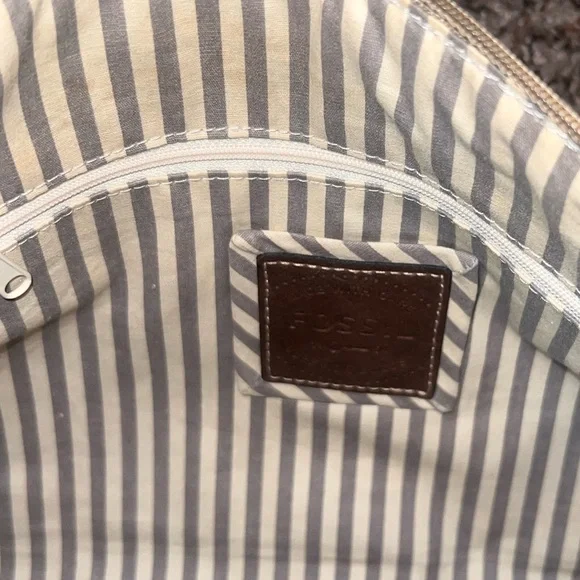 Fossil 1954 Long Live Vintage Crossbody Canvas & Leather Messenger Bag, Charm - Picture 8 of 8